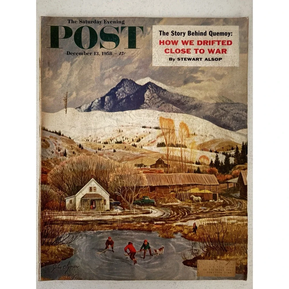 DEC 13 1958 SATURDAY EVENING POST magazine OUTDOOR HOCKEY Christmas Ads